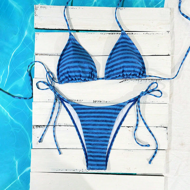 Damen Triangel-Bikini mit modischem Punkten-Design und verstellbaren Bindebändern Drune