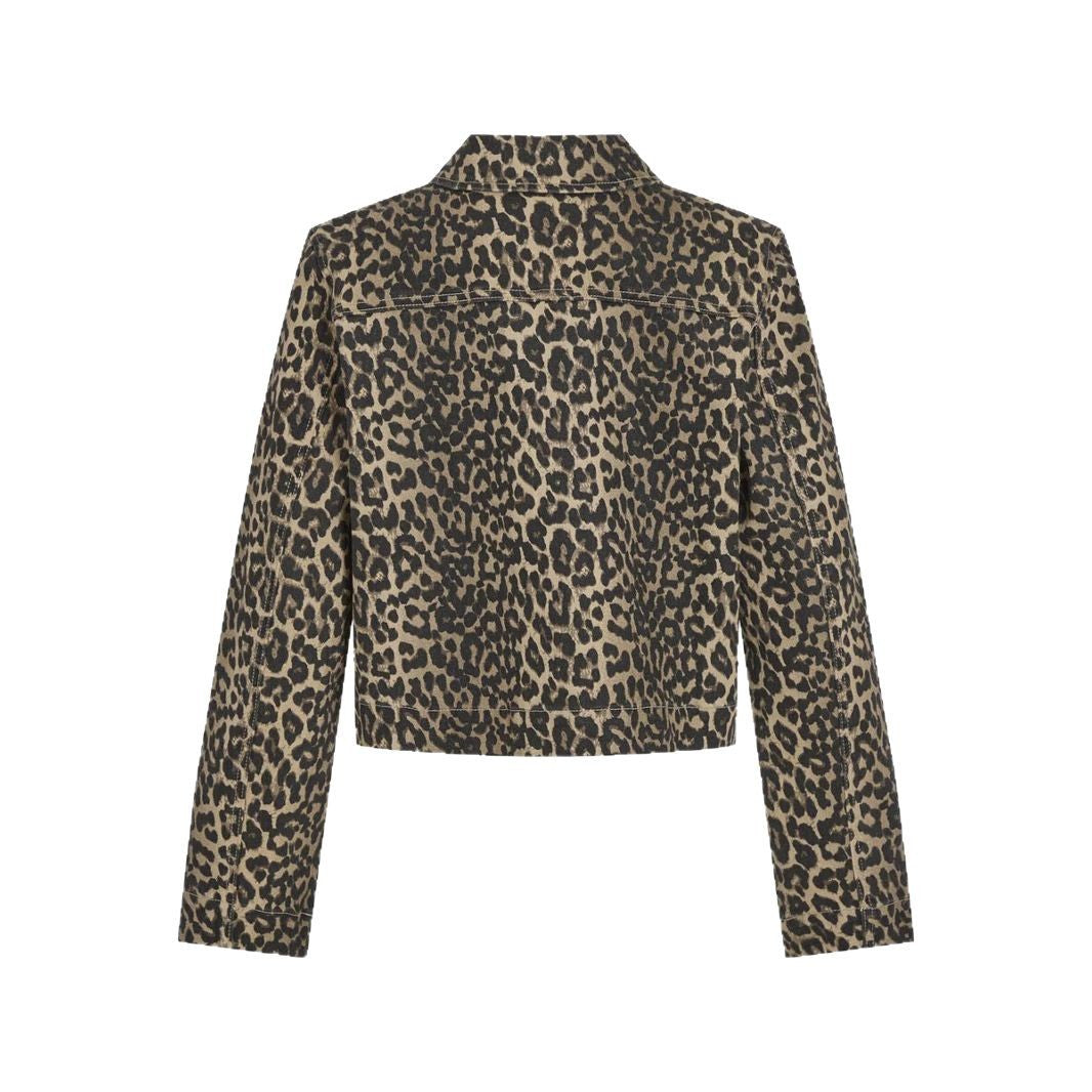 Damen Leoparden-Print Kurzjacke Drune