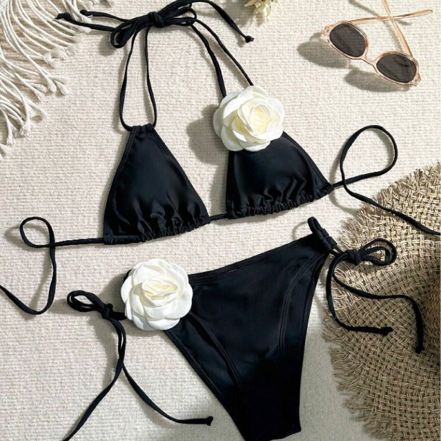Damen Triangel-Bikini mit Blumenapplikation Drune