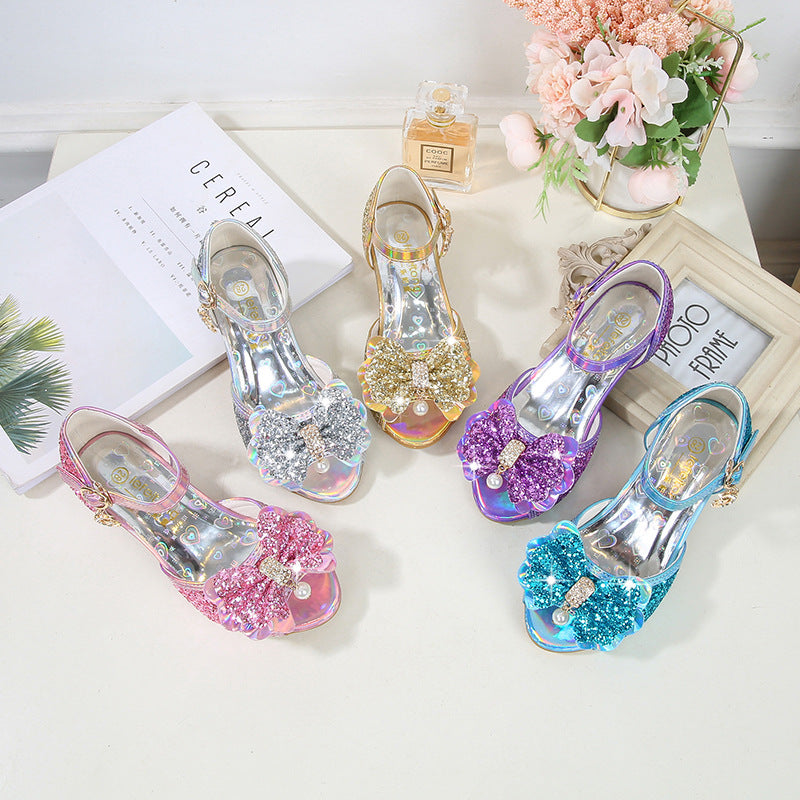Mädchen Glitzernde Ballerinas mit Schleifenakzent Drune