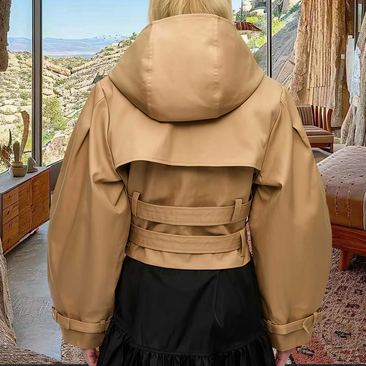 Damen Innovative Utility-Jacke mit weit geschnittenen Ärmeln und Gürtel Drune