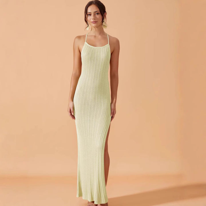 Damen Strick-Maxikleid mit seitlichem Schlitz Drune
