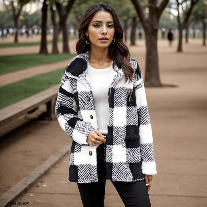 Damen Gemusterte Frottierjacke mit praktischen Taschen und trendigem Schnitt Drune