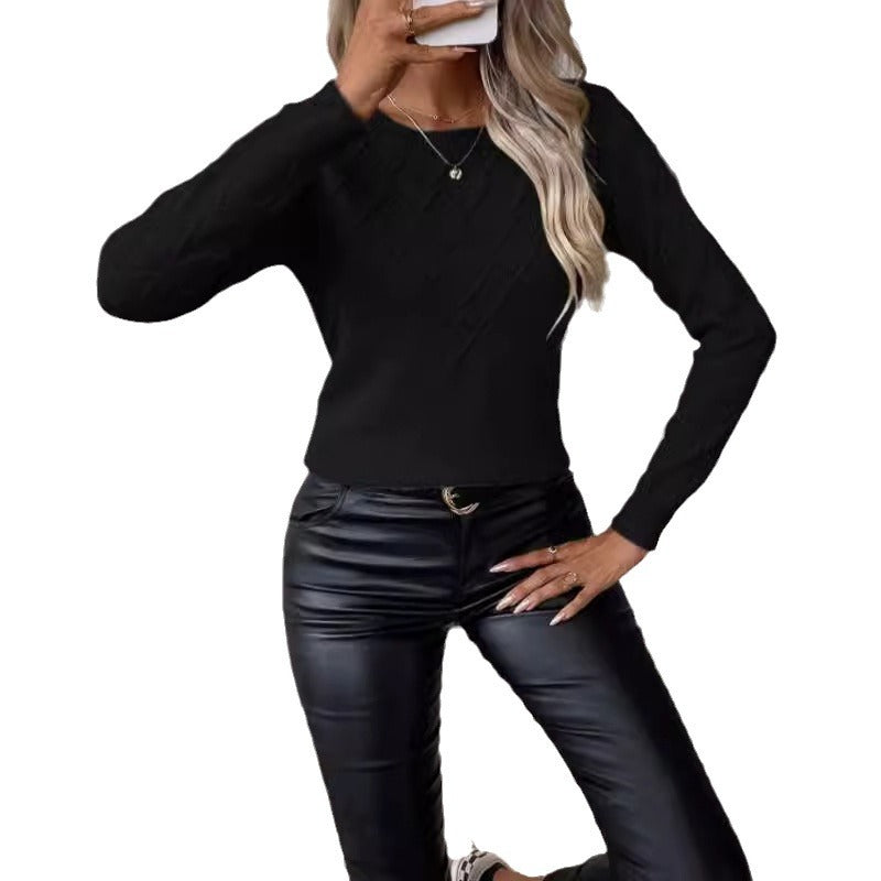 Damen Eleganter Strickpullover mit Rautenmuster und V-Ausschnitt Drune