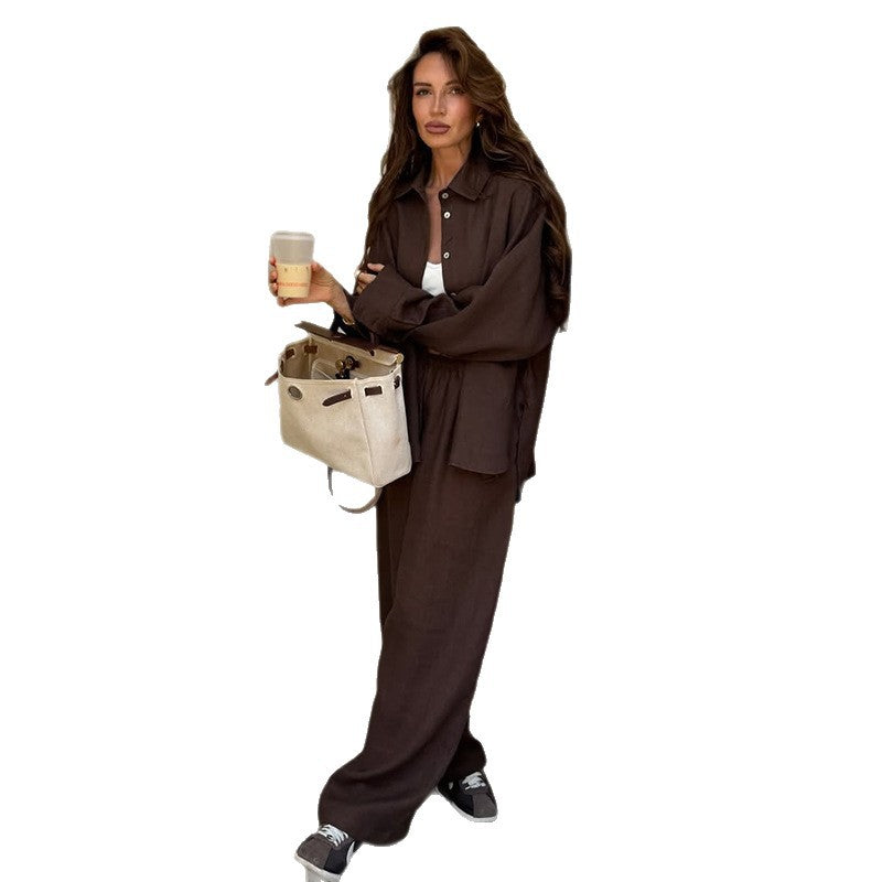 Damen Loungewear-Anzug aus leichtem Leinen Drune
