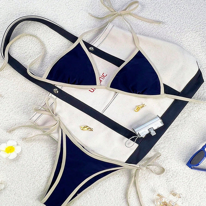 Damen Triangel-Bikini mit kontrastierenden Trägern Drune