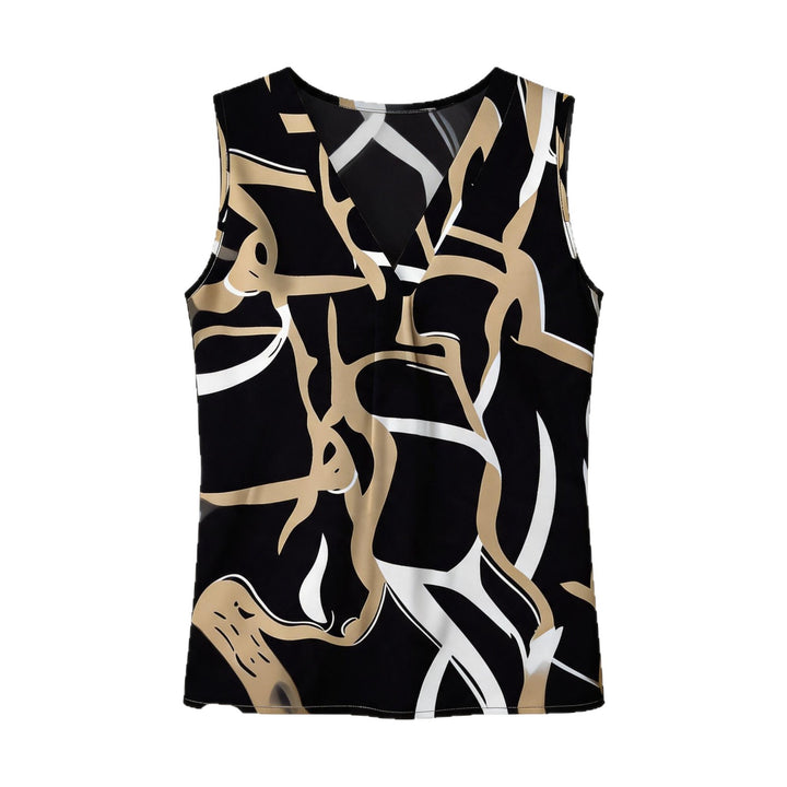 Damen Elegantes V-Ausschnitt Top mit modernem grafischen Muster Drune