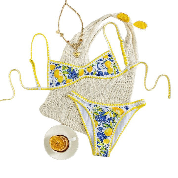 Damen Bikini mit fruchtigem Motiv und raffinierten Schnitt Drune