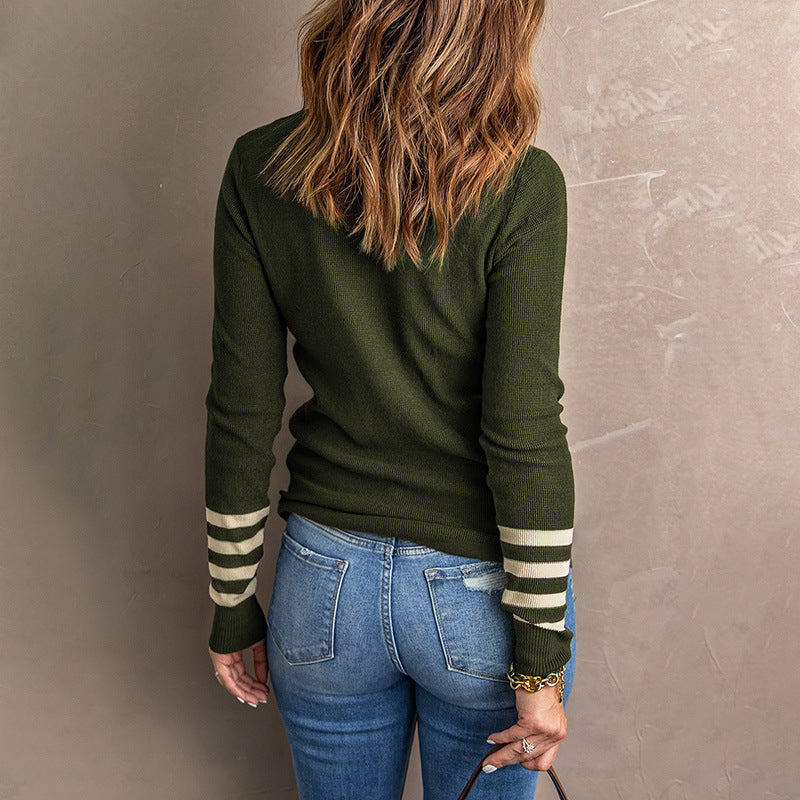 Damen Strickpullover mit kontrastierenden Ärmelbündchen Drune