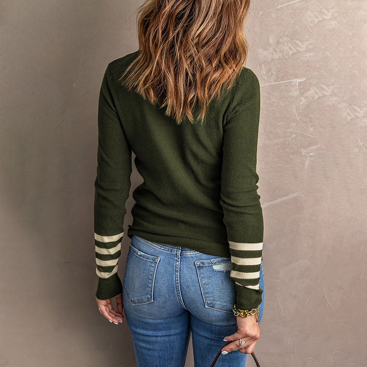 Damen Strickpullover mit kontrastierenden Ärmelbündchen Drune