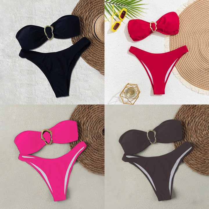 Damen Bandeau-Bikini mit eleganter Goldschließe Drune