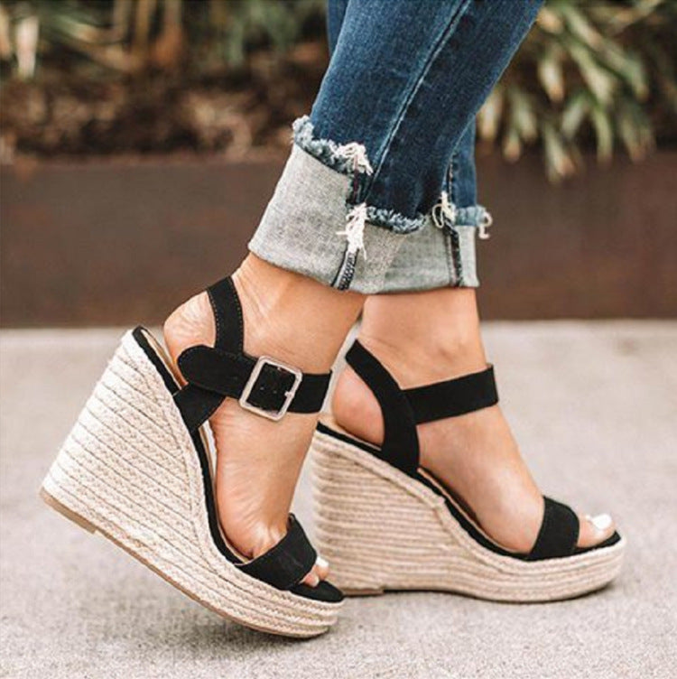 Damen Espadrille-Sandaletten mit hohem Plateau und komfortablem Riemendesign Drune