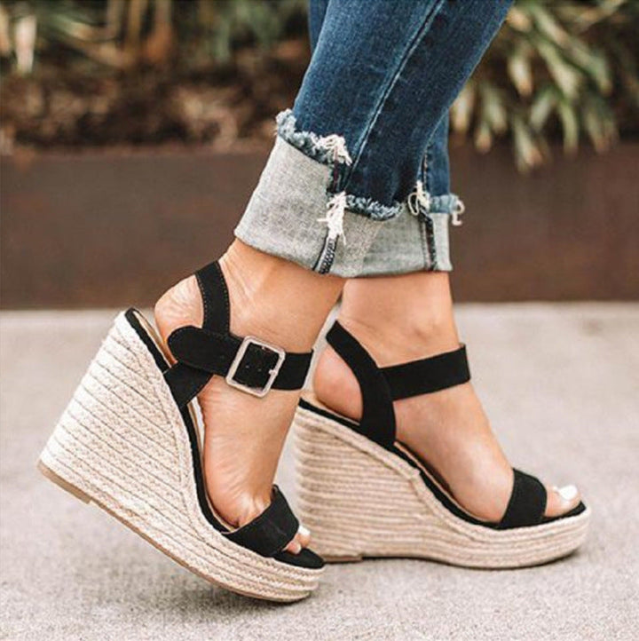 Damen Espadrille-Sandaletten mit hohem Plateau und komfortablem Riemendesign Drune