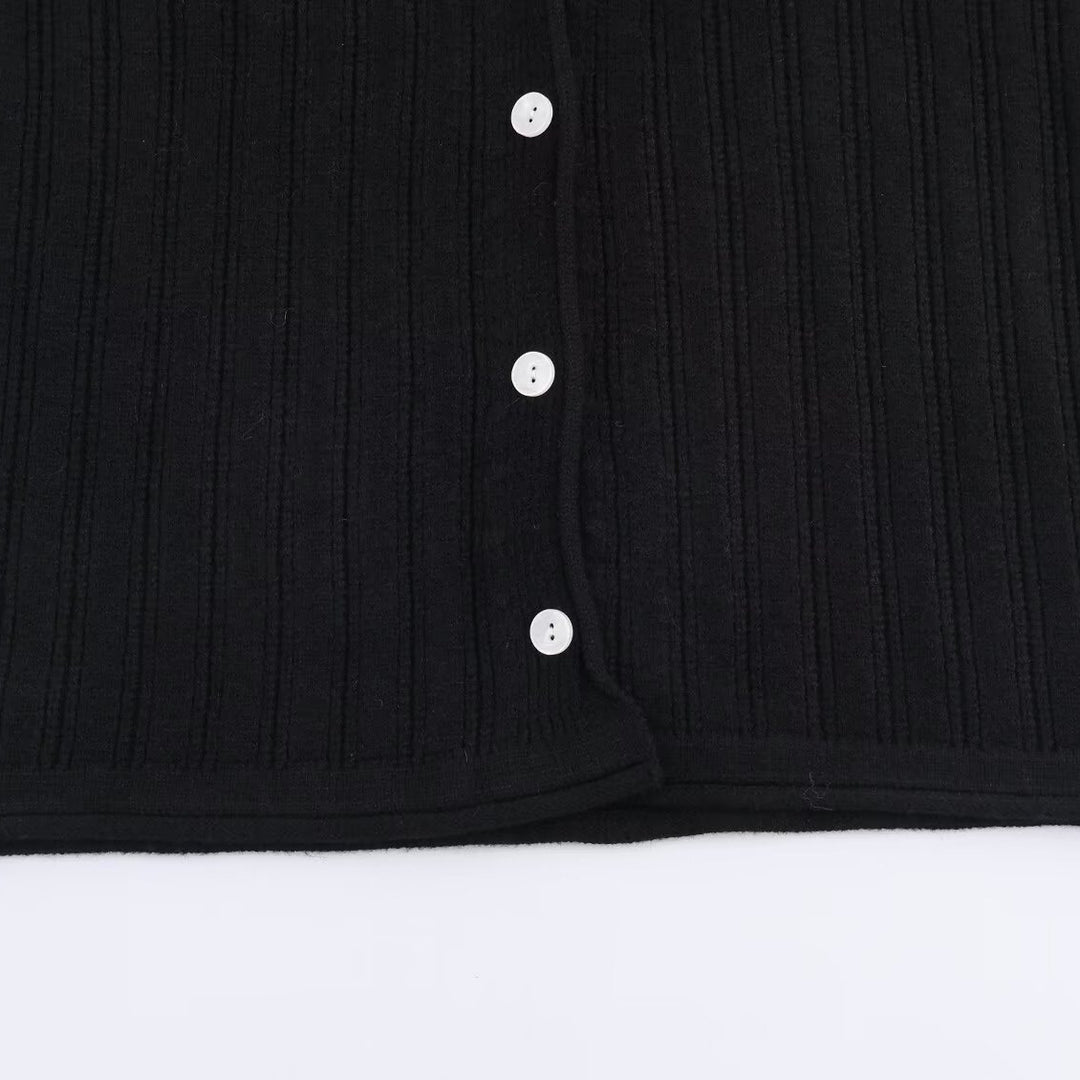 Damen Strickjacke mit Rippstruktur und eleganten Knopfdetails Drune