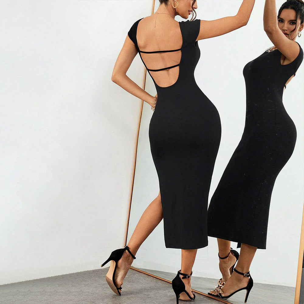 Damen Midi-Kleid mit seitlichem Schlitz und eleganter Rückenpartie Drune