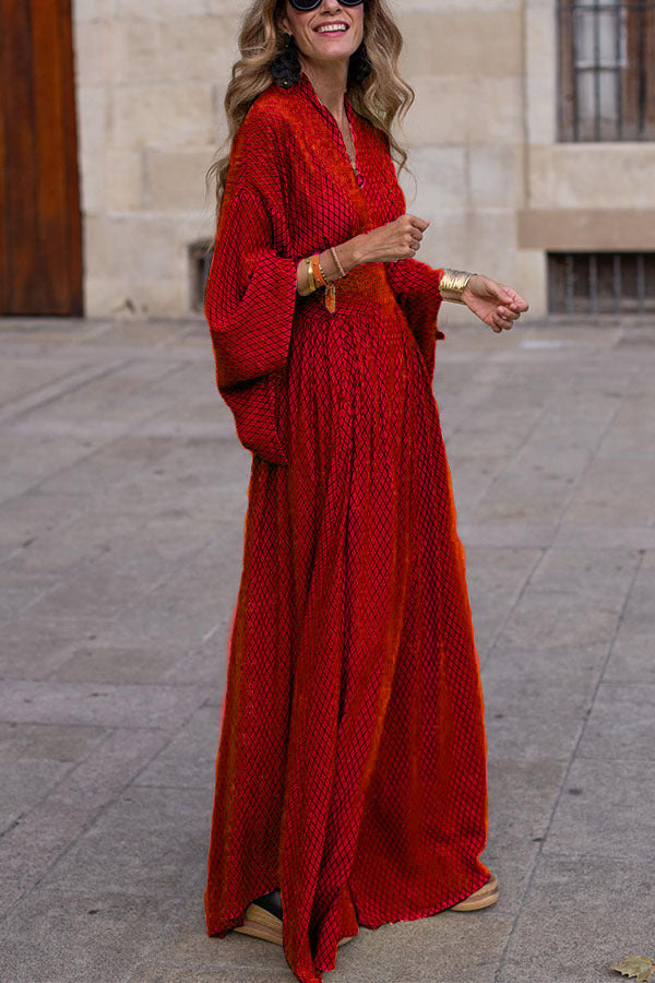 Damen Maxikleid mit elegantem Schnitt und weit ausgestellten Ärmeln Drune