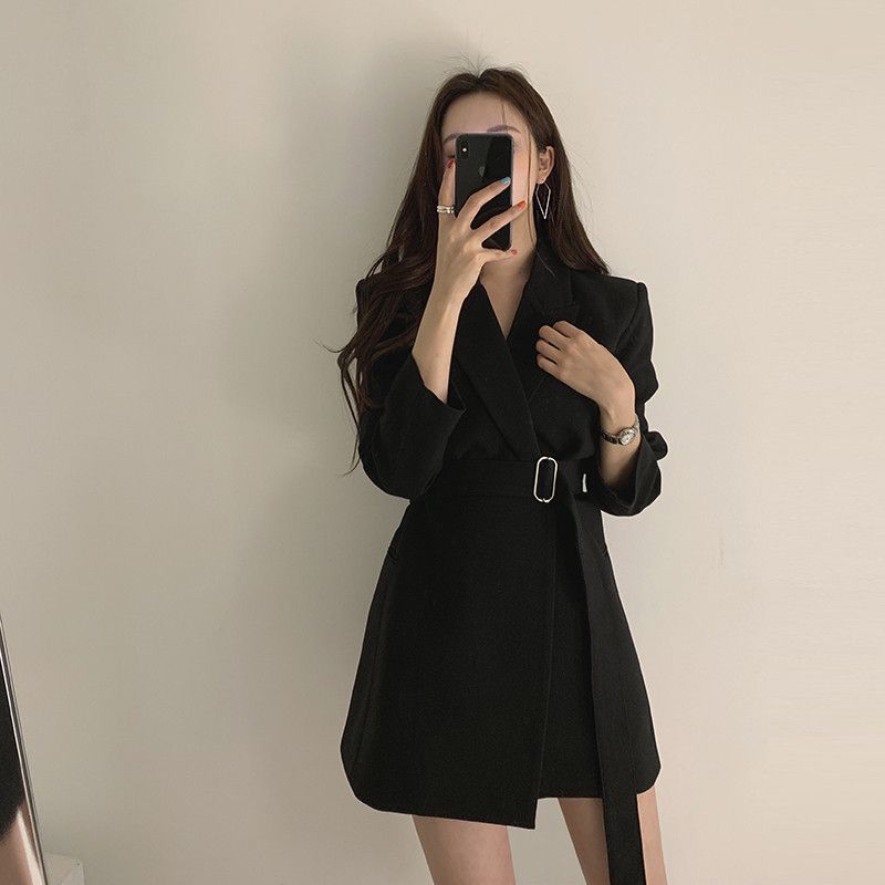 Damen Blazer-Kleid mit tailliertem Schnitt und Gürtel Drune