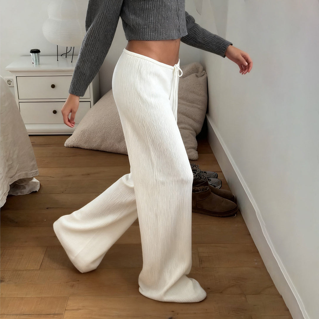 Damen Weite Jersey-Hose mit elastischem Bund und Kordelzug Drune