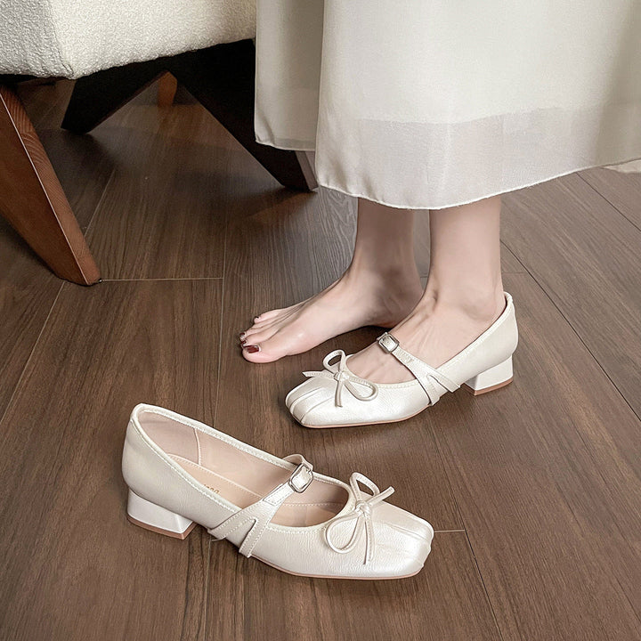 Damen Ballerinas mit dekorativem Riemchen und komfortablem Blockabsatz Drune