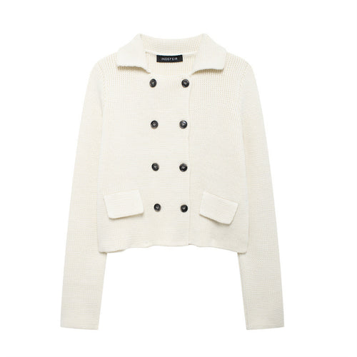 Damen Strickjacke mit doppelter Knopfreihe und praktischen Taschen Drune