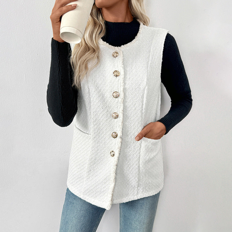 Damen Strickweste mit eleganter Knopfleiste und praktischen Taschen Drune