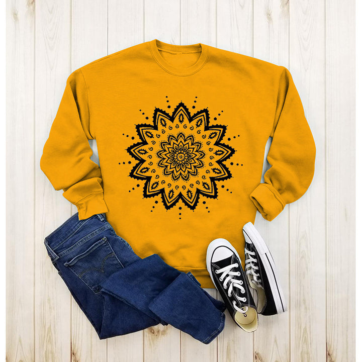 Damen Sweatshirt mit kreativem Mandala-Design und lässigem Schnitt Drune
