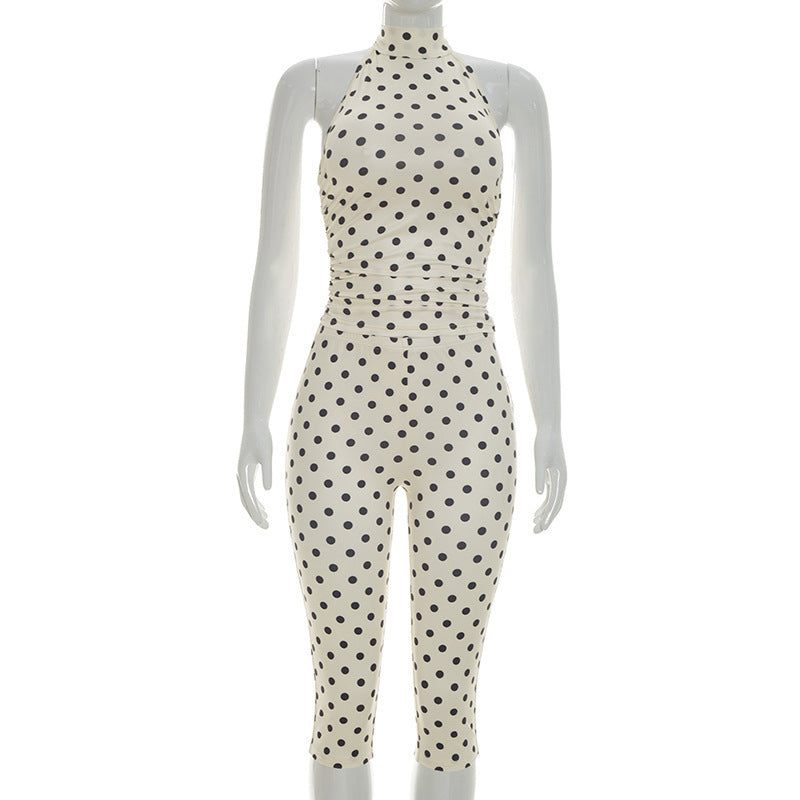Damen Sportlicher Bodysuit mit modischem Polka-Dot-Muster Drune