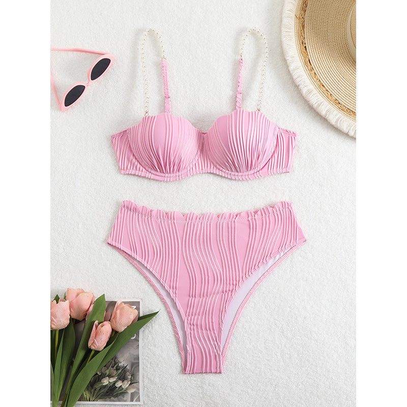 Damen Push-Up-Bikini mit Raffung und eleganten Trägern Drune