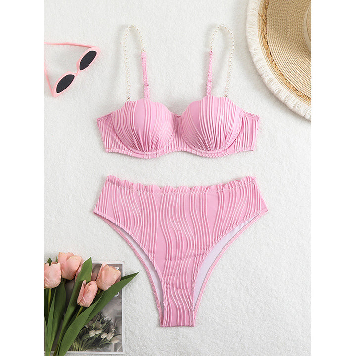 Damen Push-Up-Bikini mit Raffung und eleganten Trägern Drune