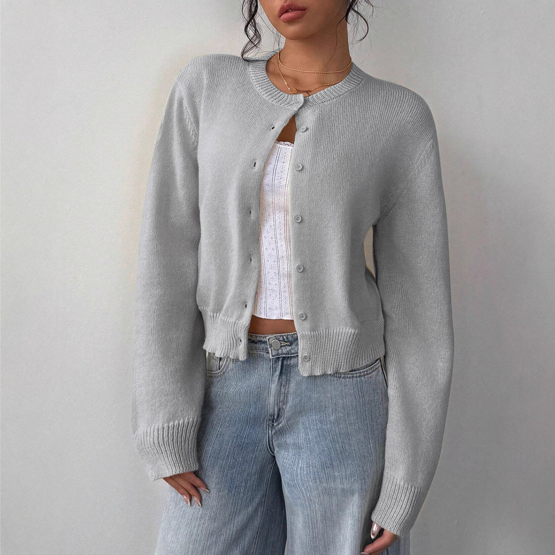Damen Strickjacke mit feiner Rippstruktur und knöpfbarem Design Drune