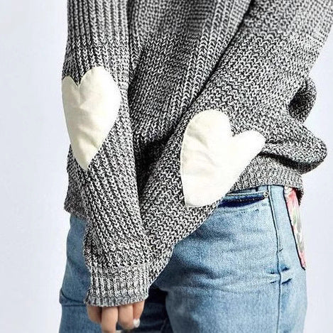Damen Strickpullover mit Herz-Applikationen und lockerer Passform Drune