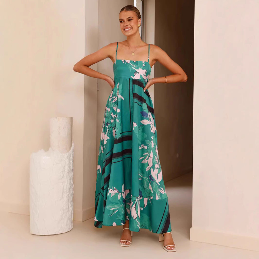 Damen Maxikleid mit floralem Motiv und fließendem Schnitt Drune
