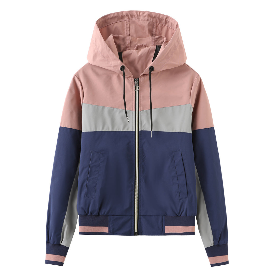 Damen modische Windjacke mit kontrastierenden Farbakzenten Drune