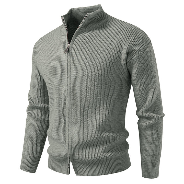 Herren Strickjacke mit hohem Kragen und innovativem Reißverschluss Drune