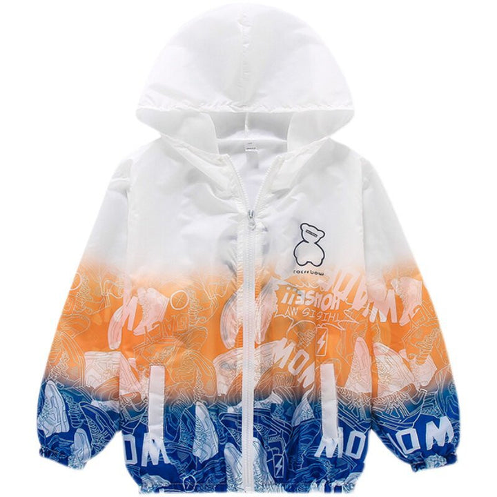 Unisex nan leichte Kapuzenjacke mit Comic-Bären-Print, Windbreaker-Stoff und elastischem Saum  Drune
