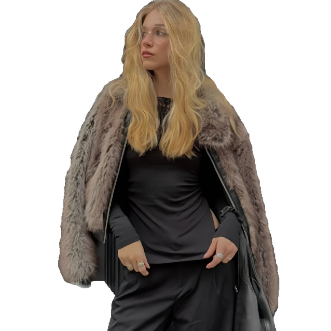 Damen Kunstpelzjacke mit voluminösen Ärmeln Drune
