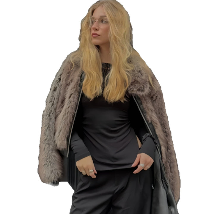 Damen Kunstpelzjacke mit voluminösen Ärmeln Drune