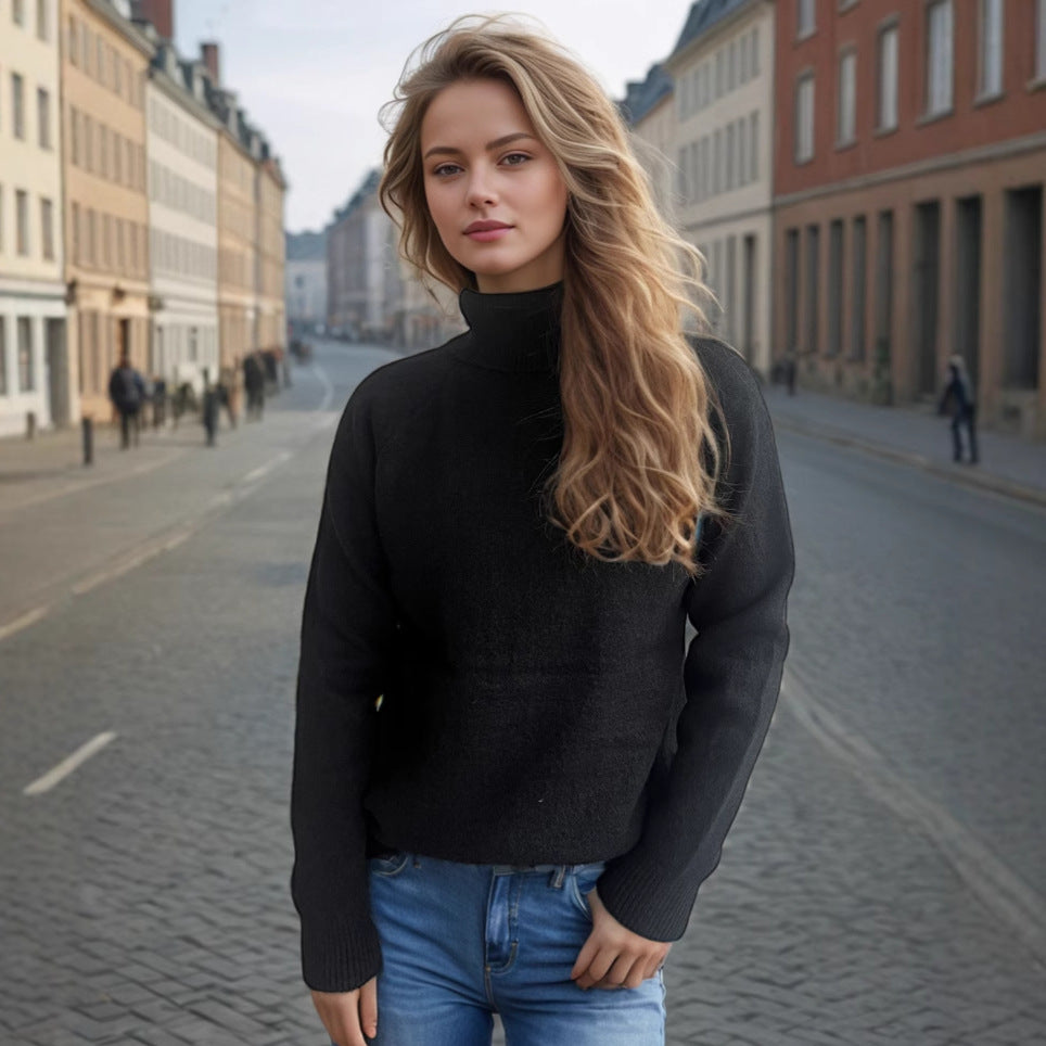 Damen kuscheliger Rollkragenpullover aus weicher Textur Drune