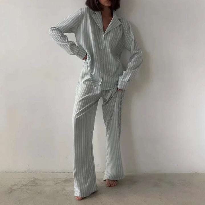 Damen Luxuriös Gestreiftes Pyjama-Set Drune