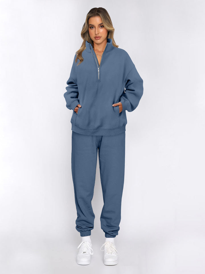 Damen sportliches Freizeit-Set mit hohem Kragen und praktischen Taschen Drune