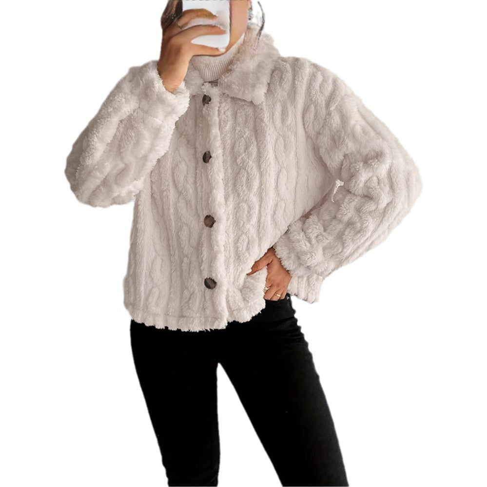 Damen Plüsch-Steppjacke mit hohem Kragen Drune