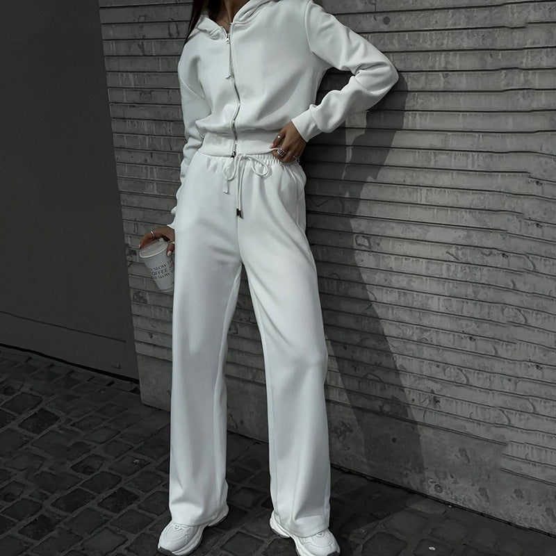 Damen Sportliches Komplettset mit Kapuzenjacke und weitem Schnitt