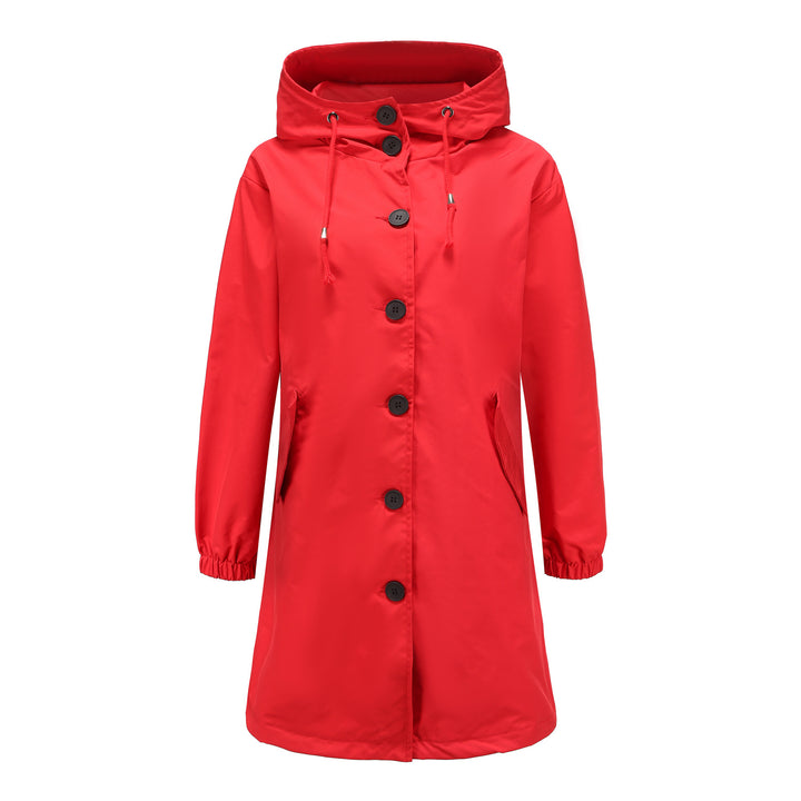 Damen modische Übergangsjacke mit verstellbarer Kapuze und praktischen Taschen Drune