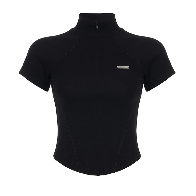 Damen Sportliches Kurzarm-Trikot mit hochstehendem Kragen und komfortablem Schnitt Drune
