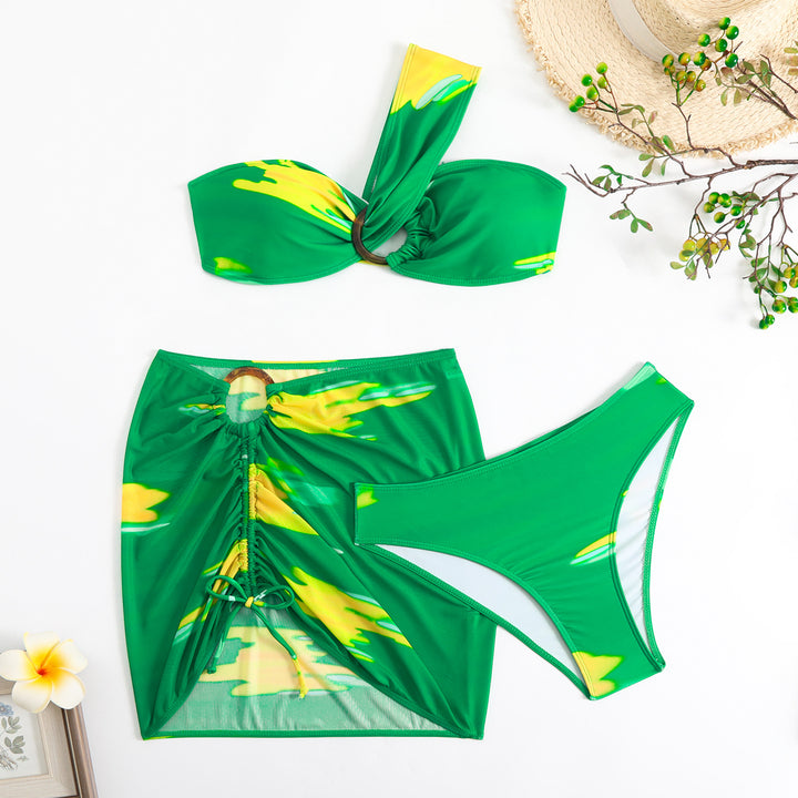 Damen Cropped Bikini-Set mit verspieltem Rüschendesign und elegantem Bindeträgersystem Drune