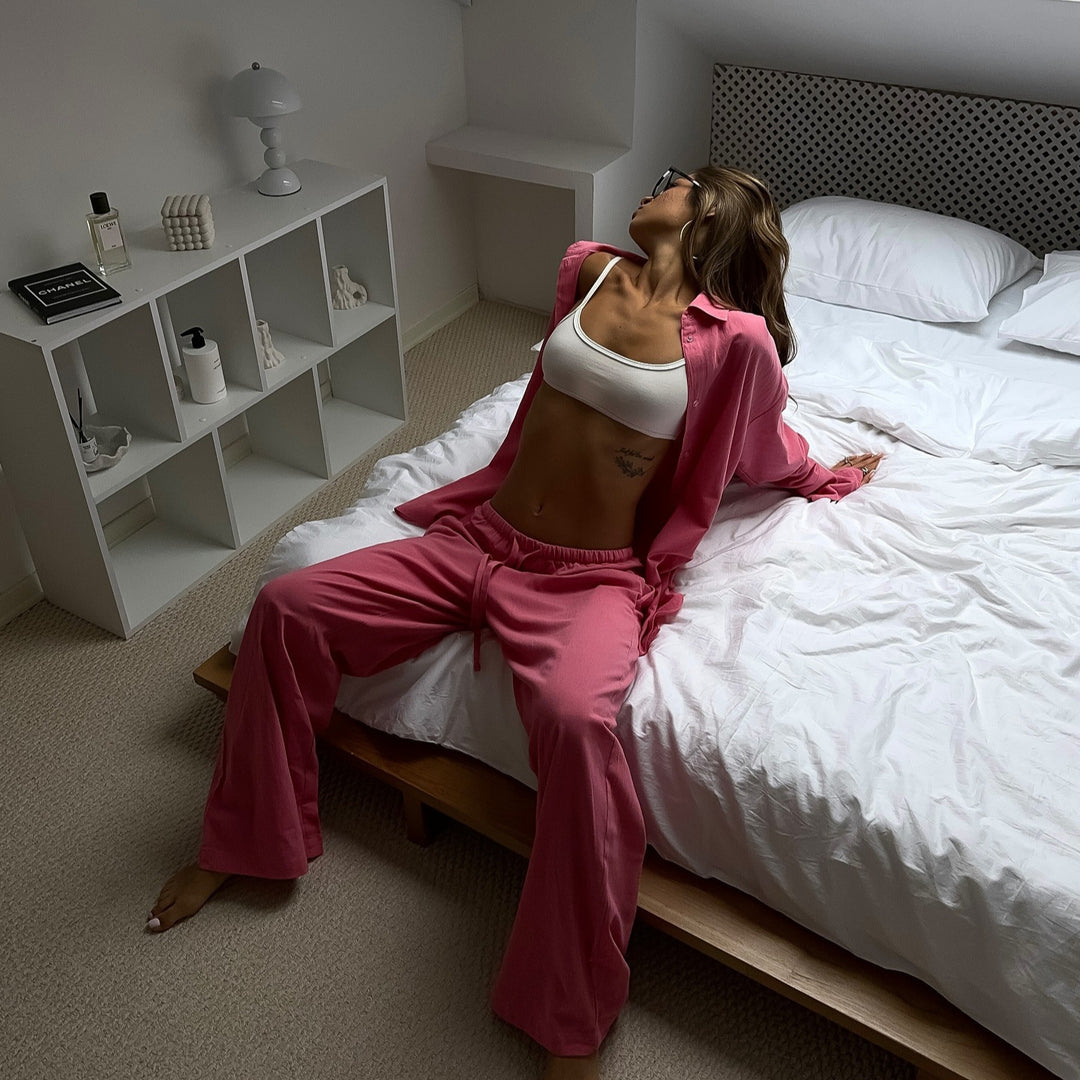 Damen lässiges, luftiges Lounge-Set aus atmungsaktiven Materialien Drune