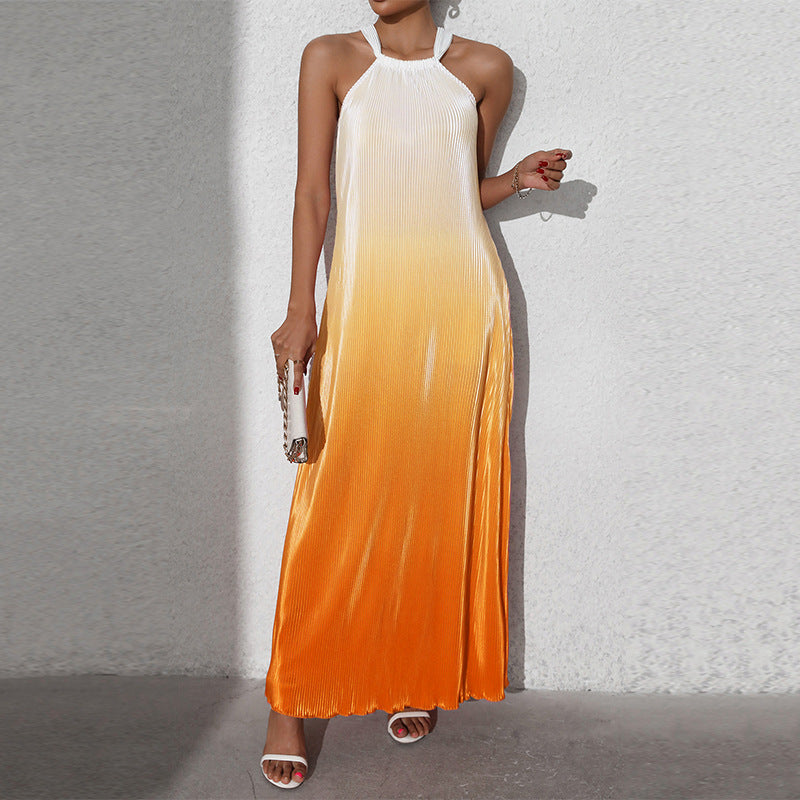 Drune | Gradient Spaghetti-Träger A-Linie Lange Kleid