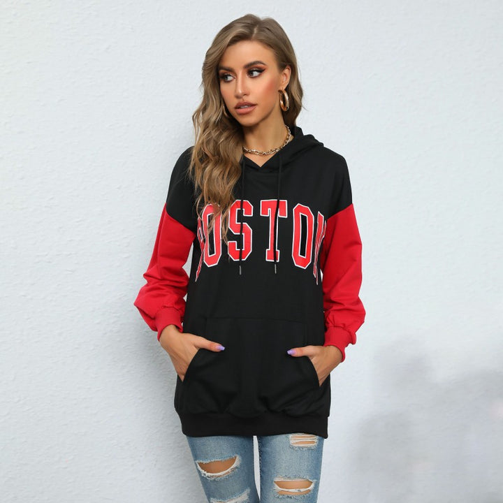 Damen Kapuzenpullover mit großem Druck und lässigem Schnitt Drune