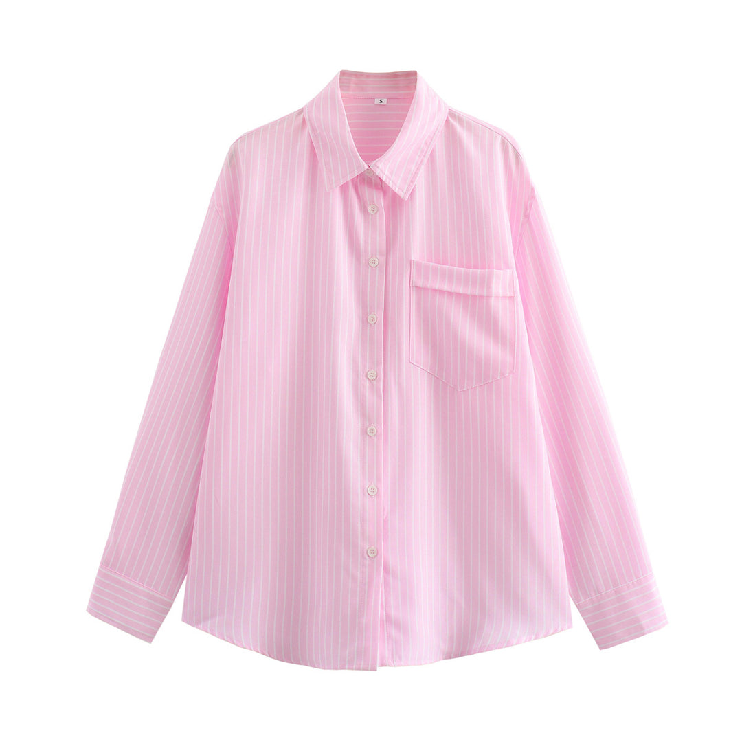 Damen nan lockere Oversize-Hemdbluse mit klassischem Kragen, durchgehender Knopfleiste und abgerundetem Saum Drune
