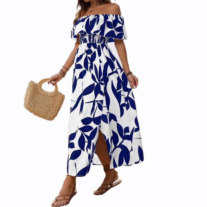 Damen Maxikleid mit schulterfreier Schnittführung und floralem Muster Drune